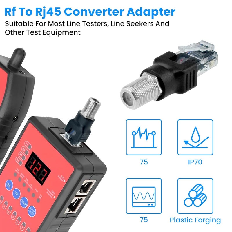 ZDRU 4PCS F-Type Female to RJ45 Male Coaxial Converter Ethernet Adapter, Coax Straight Connector for Cable Line Tester Monitor Digital Signal Compatible, Black - Image 4